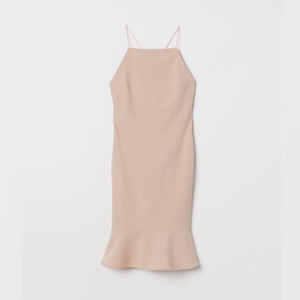 H&M Pearl Blush Fitted Knee-Length Dress | Sleeveless | Size 0 | NWT